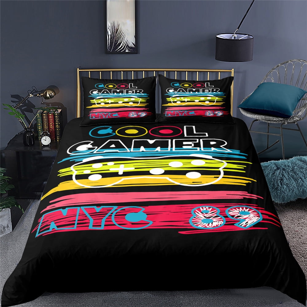 Bedding Gamer Comforter Cover Set Twin Size for Boys Kids Game Room