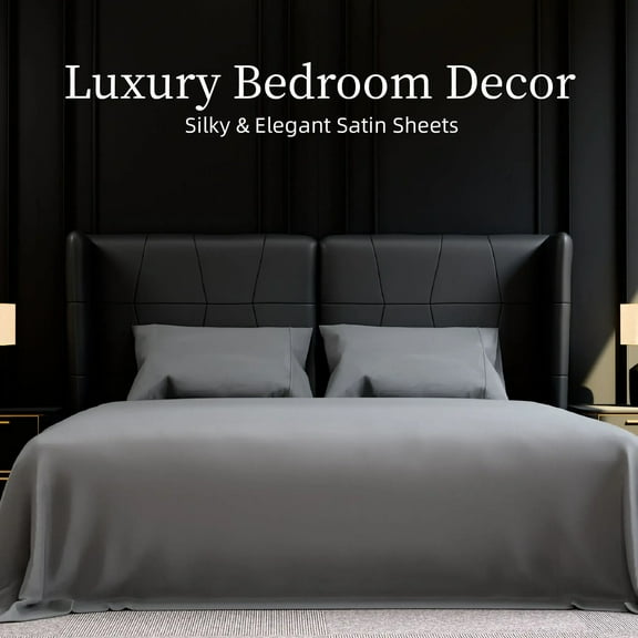 Queen Size Brushed Bedding Set, 4-Piece Ultra-Soft Sheets with Deep Pocket Fitted Sheet, Warm & Breathable Luxury Bedroom Decor,Grey