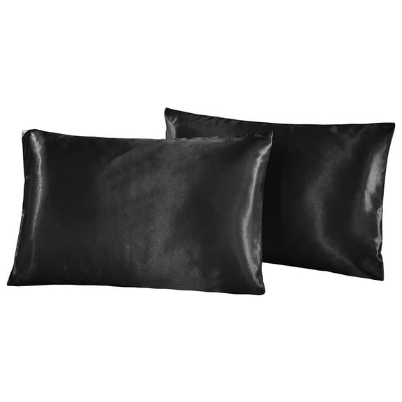 Bedding Luxury Soft Silky Satin Pillow Black With Zipper UK US Queen 51*76*2 cm