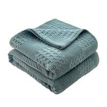 Bedding Pure Cotton Blanket Lightweight Warm Blanket,100% Cotton Bed Blanket, Breathable Bed Blanket Queen Size,Waffle Weave Blankets for All Seasons,Cozy and Soft Woven Blankets(Blue100x150cm)