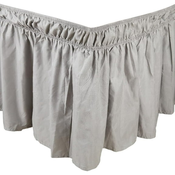 Bedding Queen Elastic Bed Ruffle Wrap Around Bed Skirts for Queen Beds 19" Drops Adjustable Elastic Dust Ruffles Easy Fit Solid Machine Washable Wrinkle & Fade Resistant Silver Grey diy