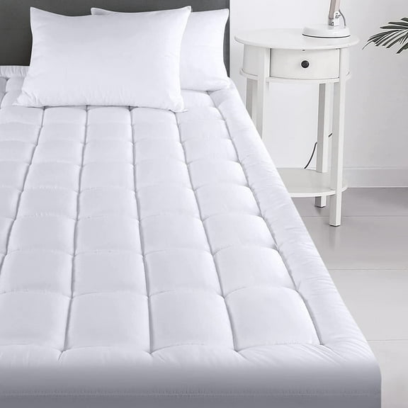 Bedding Quilted Fitted Mattress Pad, Pillow Top Mattress Topper, Mattress Cover Stretches up to 16 Inches Deep