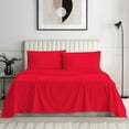 thumbnail image 1 of Bedding Series 600 Thread Count 100% Long Staple Cotton Full Size 4 Piece Sheet Set Fit 15" Inch to 18" Inch Deep Pocket Striped ( Red ), 1 of 6
