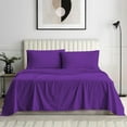 thumbnail image 1 of Bedding Series 600-Thread Count Soft Egyptian Cotton Luxurious 4-PCs Sheet Set Fits Easily Fit upto 19-24" Inch Deep Pockets Stripe Pattern ( California King, Purple ), 1 of 5
