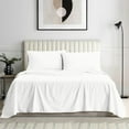 thumbnail image 1 of Bedding Series 600-Thread Count Soft Egyptian Cotton Luxurious 4-PCs Sheet Set Fits Easily Fit upto 19-24" Inch Deep Pockets Stripe Pattern ( Grand King, White ), 1 of 6