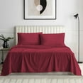 thumbnail image 1 of Bedding Series 600-Thread Count Soft Egyptian Cotton Luxurious 4-PCs Sheet Set Fits Easily Fit upto 25-30" Inch Deep Pockets Stripe Pattern ( Alaska King, Burgundy ), 1 of 6