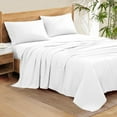 thumbnail image 1 of Bedding Series 600-Thread Count Soft Egyptian Cotton Luxurious 4-PCs Sheet Set Fits Easily Fit upto 9-12" Inch Deep Pockets Solid Pattern ( Queen, White ), 1 of 6