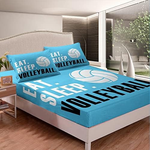 Bedding Set 3D Ball Sports Fitted Sheet for Boys Girls Women Men Blue
