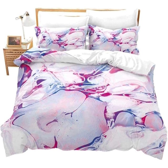 Bedding Set 3D Blue Purple Marble Pattern Pattern Design Multicolor