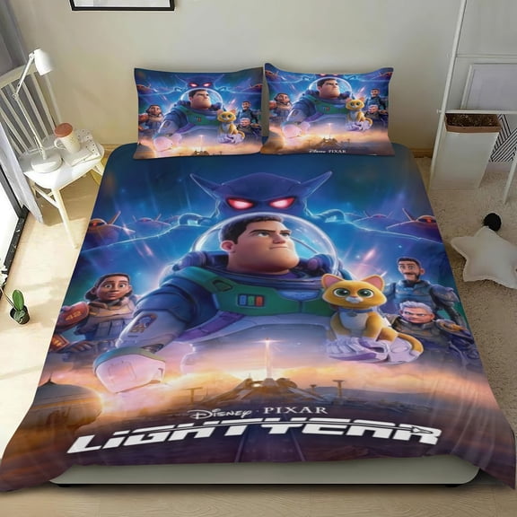 Bedding Set For Buzz Lightyear Comforter Cover Set Cute Duvet Cover Sets Super Soft Teens Bedding Set Kids Bedroom Gifts,1 Duvet Cover with 2 Pillowcases Twin 3 Piece