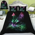 thumbnail image 1 of Bedding Set Children Duvet Cover Set with Cloth Bag 3D Green Black Cat Print Bedding Set,King (90"x104"), 1 of 6
