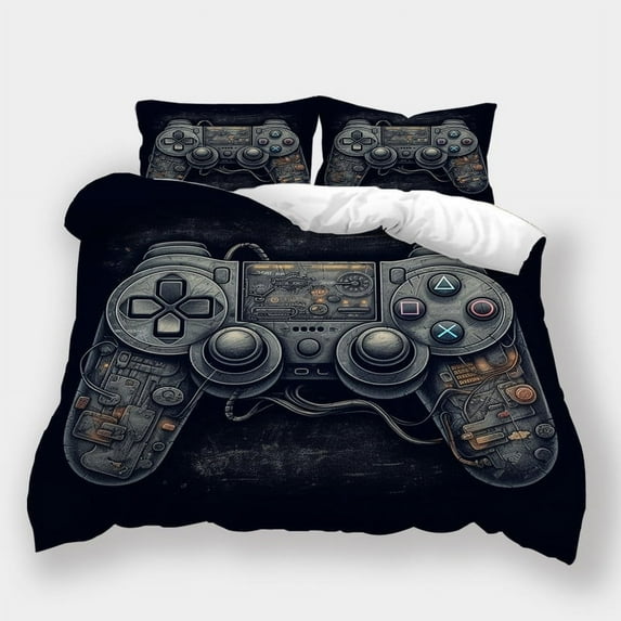Bedding Set Comforter Cover Pillowcase Children Adult Stylish Gamepad Printed Bedspreads,King (90"x104")
