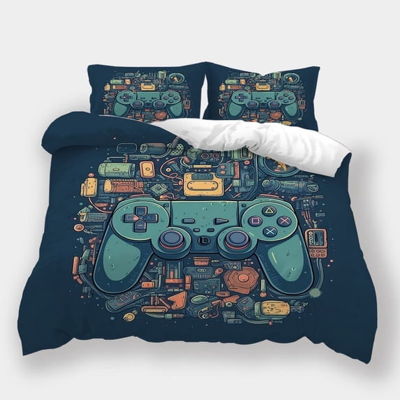 Bedding Set Comforter Cover Pillowcase Children Adult Stylish Gamepad Printed Bedspreads,Queen (90"x90")