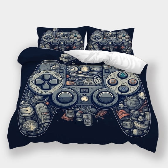 Bedding Set Comforter Cover Pillowcase Children Adult Stylish Gamepad Printed Bedspreads,Twin (68"x86")
