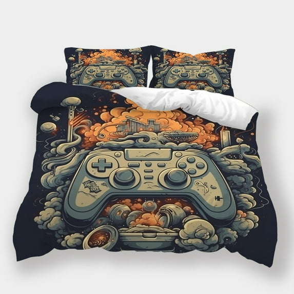 Bedding Set Comforter Cover Pillowcase Game Controller Print Bedspreads Home Dormitory Bed Gift,King (90"x104")