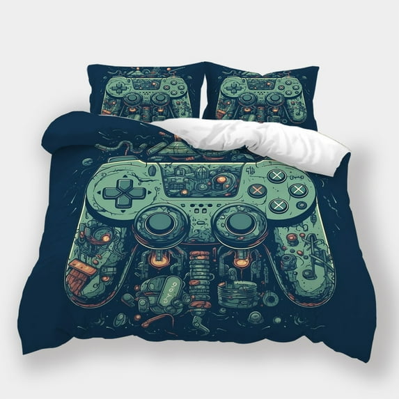Bedding Set Comforter Cover Pillowcase Game Handle Printed Bedspreads Cool Bed Gift for Kids,King (90"x104")
