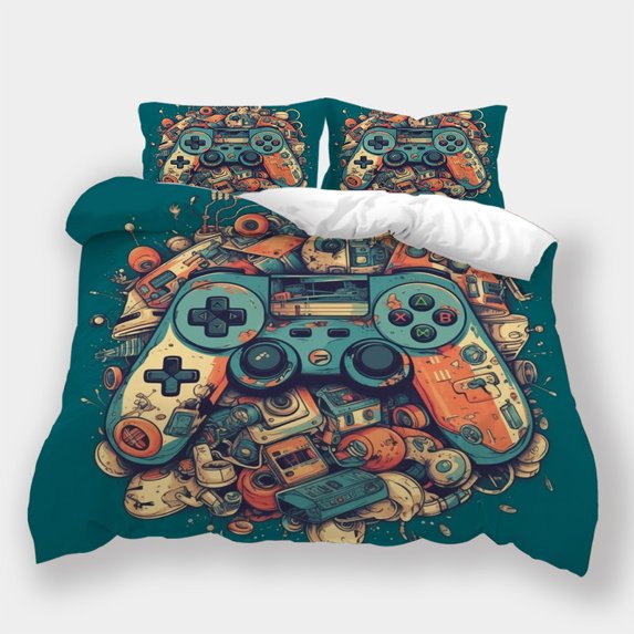 Bedding Set Comforter Duvet Cover Pillowcase Gamepad Printed Home Textiles Festival Bed Gift,California King (98"x104")