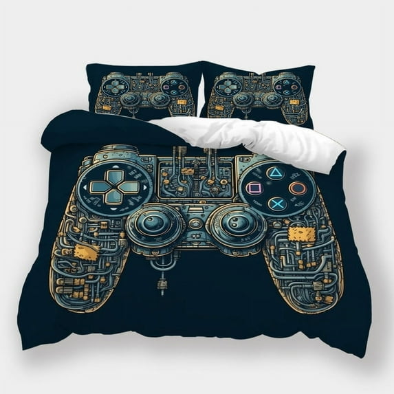 Bedding Set Comforter Duvet Cover Pillowcase Gamepad Printed Home Textiles Festival Bed Gift,Full (80"x90")