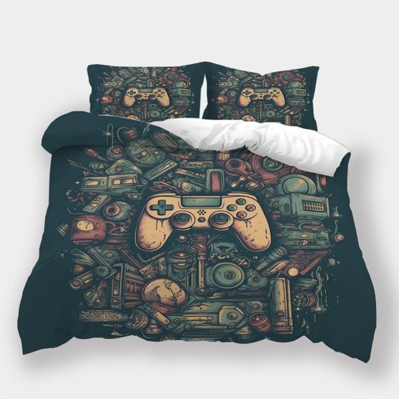 Bedding Set Comforter Duvet Cover Pillowcase Gamepad Printed Home Textiles Festival Bed Gift,Full (80"x90")