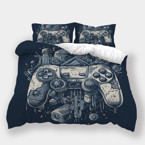 Bedding Set Comforter Duvet Cover Pillowcase Gamepad Printed Home Textiles Festival Bed Gift,Queen (90"x90")