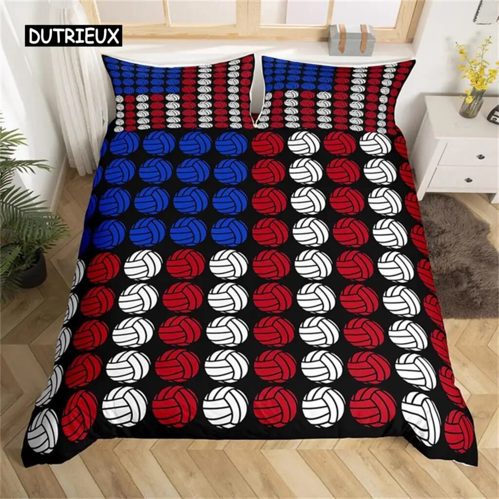 Bedding Set Duvet Cover Twin King Microfiber Soccer Volleyball Games