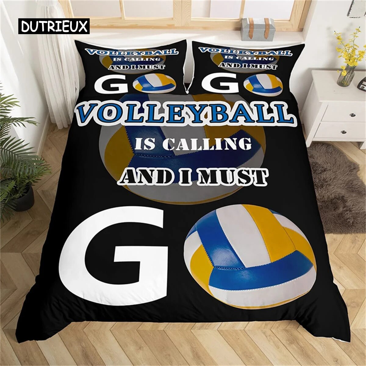 Bedding Set Duvet Cover Twin King Microfiber Soccer Volleyball Games