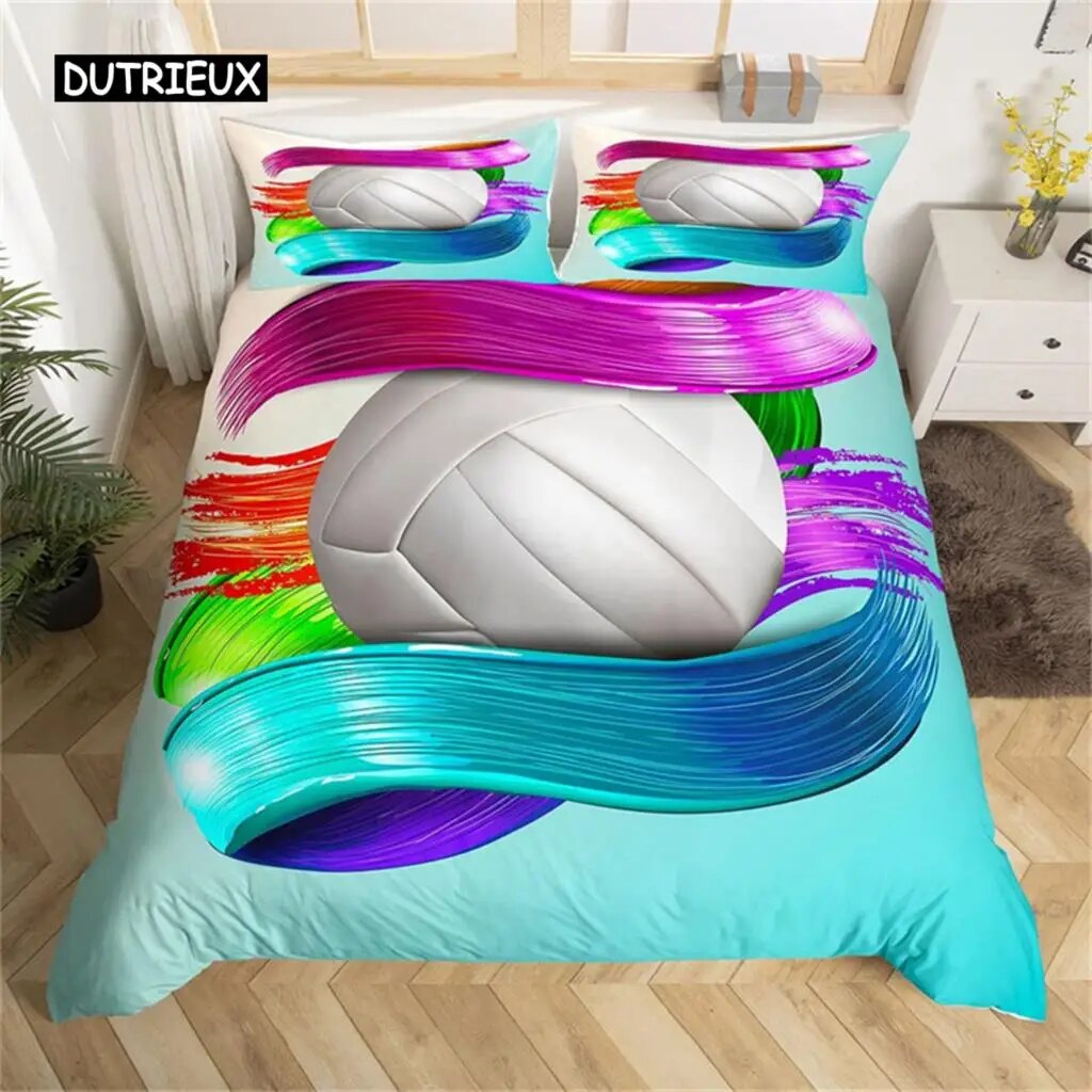 Bedding Set Duvet Cover Twin King Microfiber Soccer Volleyball Games