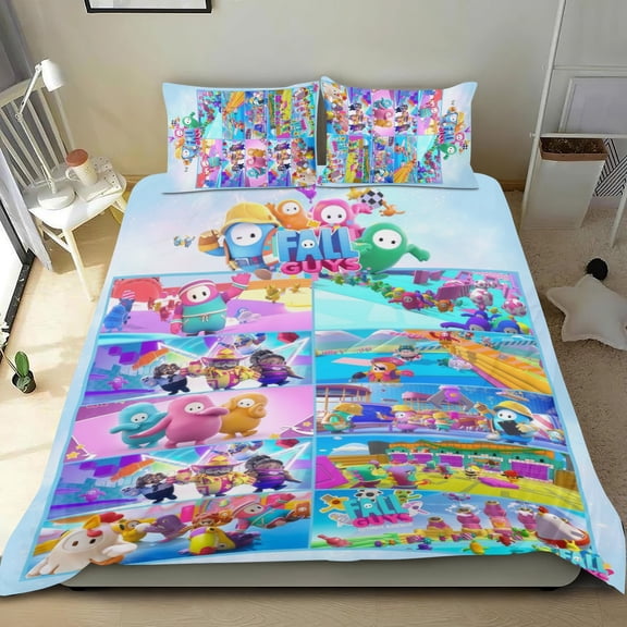 Bedding Set For Fall Guys Comforter Cover Set Cute Duvet Cover Sets Super Soft Teens Bedding Set Kids Bedroom Gifts,1 Duvet Cover with 2 Pillowcases Twin 3 Piece