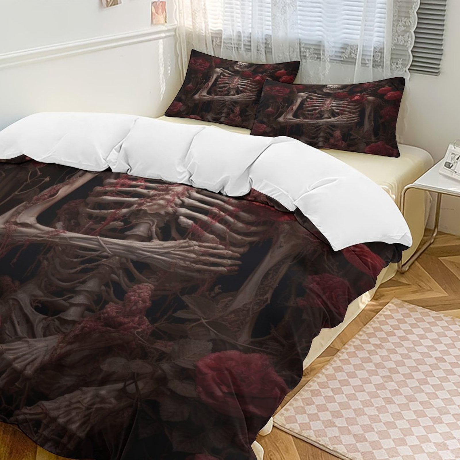 Gifts For Couple Personalized Skull Couple Quilt Bedding Set Special Line Personalized Quilt Bed Set