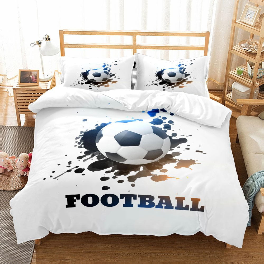 Bedding Set Full,Sports Football Fans 100 Cotton Duvet Cover for Kids