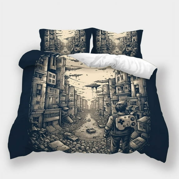 Bedding Set Gamepad Printed Bedspreads Teen Adult Fashion Comforter Cover Pillowcase,Full (80"x90")