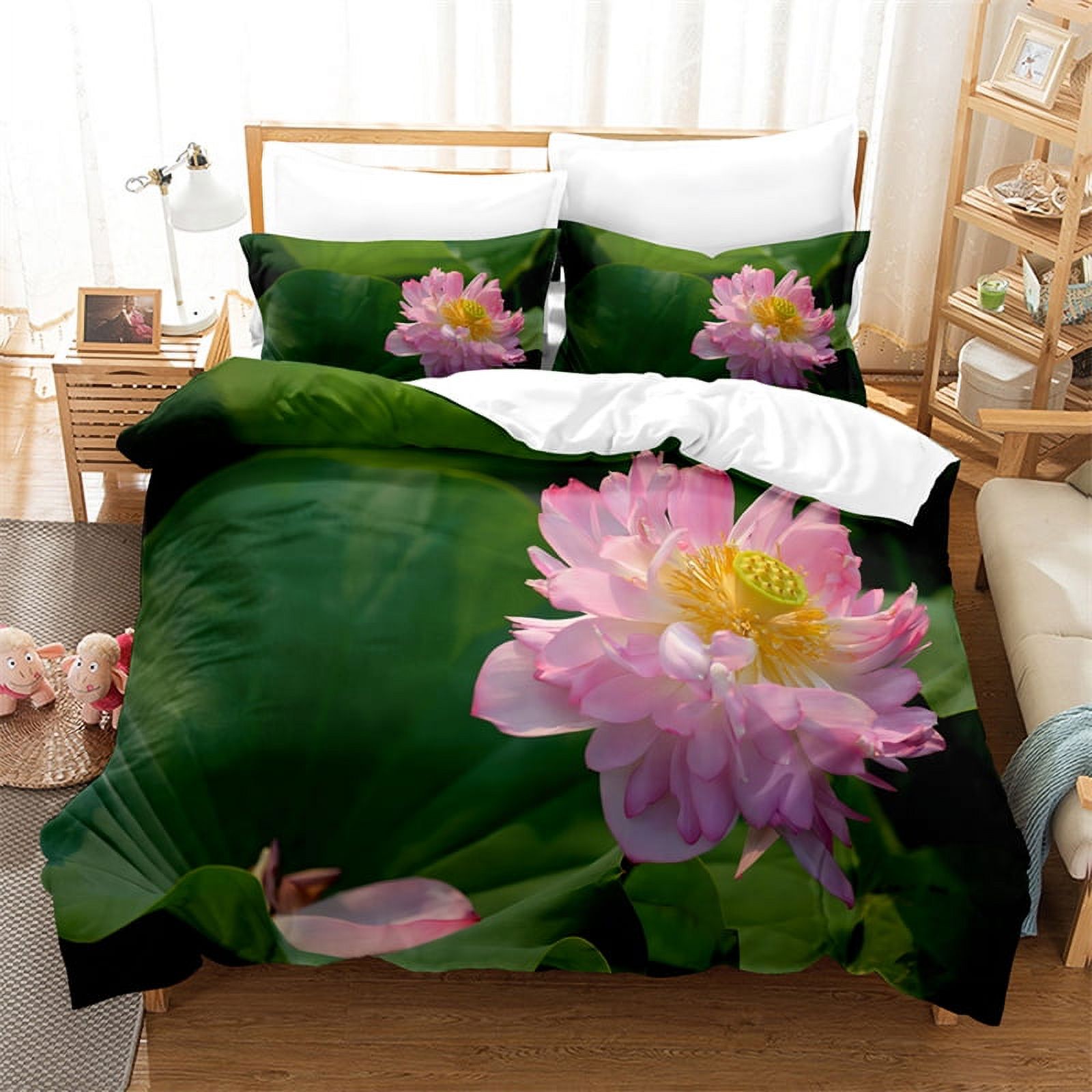 Bedding Set Green Leaf Lotus Duvet Cover Highgrade Comforter Bedding