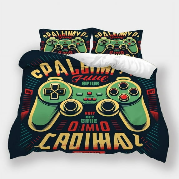 Bedding Set Home Bedclothes Gamepad Printed Bedspreads Kids Adult Bed Gift Duvet Cover Set,Queen (90"x90")