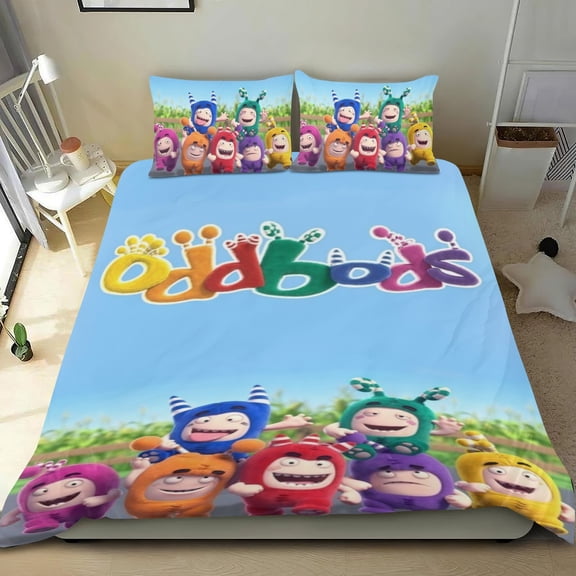 Bedding Set For Oddbods Comforter Cover Set Cute Duvet Cover Sets Super Soft Teens Bedding Set Kids Bedroom Gifts,1 Duvet Cover with 2 Pillowcases Twin 3 Piece