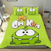 Bedding Set For Om Nom Stories Comforter Cover Set Cute Duvet Cover Sets Super Soft Teens Bedding Set Kids Bedroom Gifts,1 Duvet Cover with 2 Pillowcases Twin 3 Piece