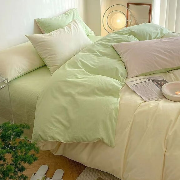Bedding Set, Soft Washed Polyester Collection, Reversible Design with Easy Care, for Cozy Bedrooms, Homeowners Seeking Comfort