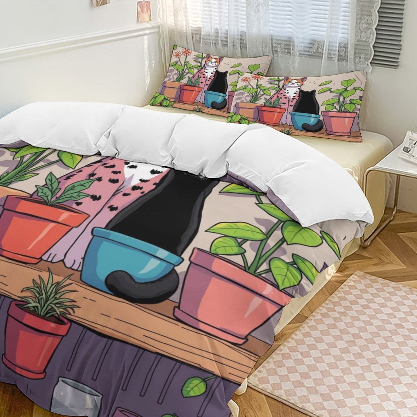 Bedding Set The Cat on The Plant Rack Duvet Cover Set Comforter Cover ...
