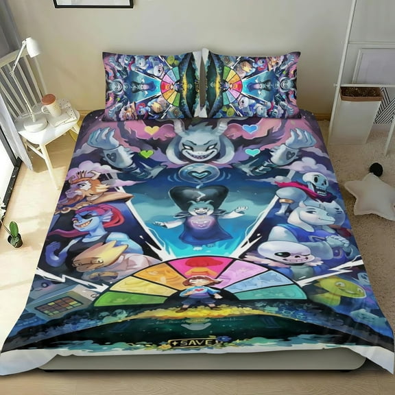 Bedding Set For Undertale Comforter Cover Set Cute Duvet Cover Sets Super Soft Teens Bedding Set Kids Bedroom Gifts,1 Duvet Cover with 2 Pillowcases Twin 3 Piece