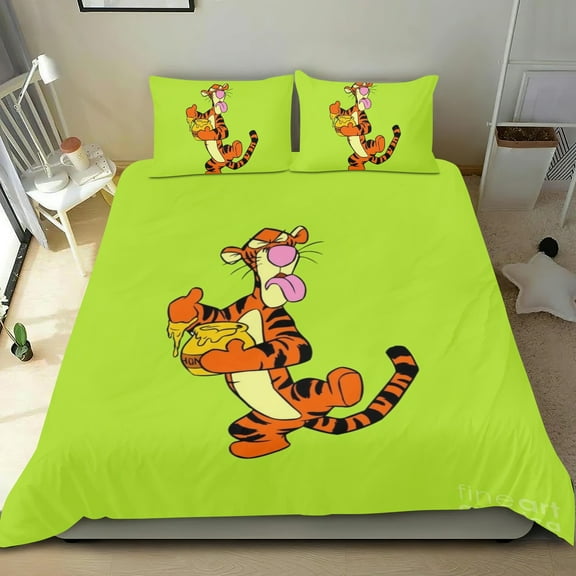 Bedding Set For Winnie the Pooh Tigger Comforter Cover Set Cute Duvet Cover Sets Super Soft For Teens Kids Bedroom Gifts,1 Duvet Cover with 2 Pillowcases Twin 3 Piece