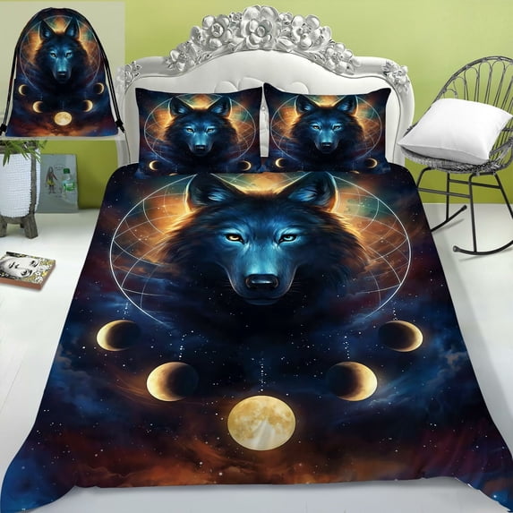 Bedding Set With Bag Sunwolf Galaxy Print Duvet Cover Set Boy Man Quilt Cover& Pillowcase,Twin (68"x86")