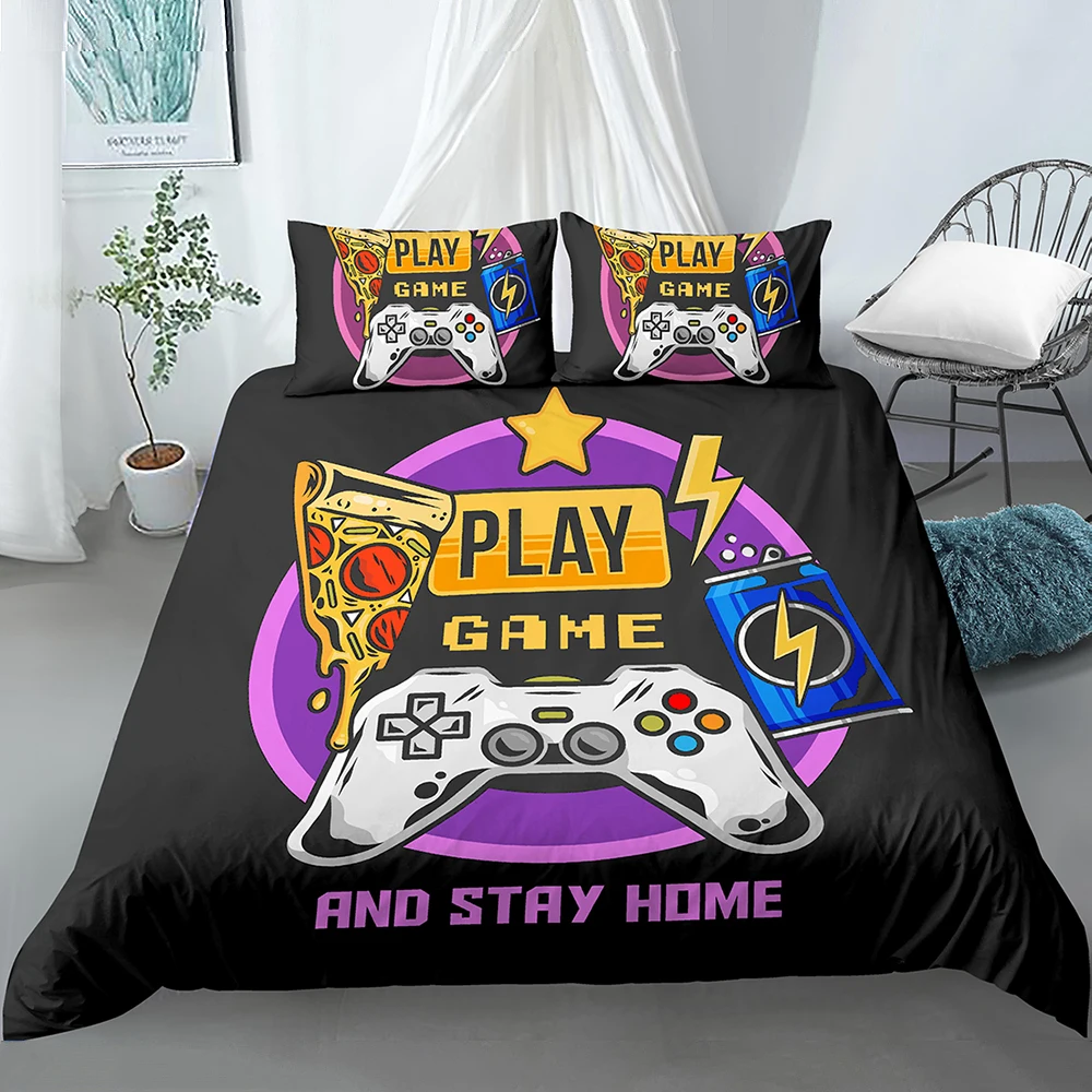 Bedding Set for Boys Modern Gamer Comforter Cover Video Game Duvet