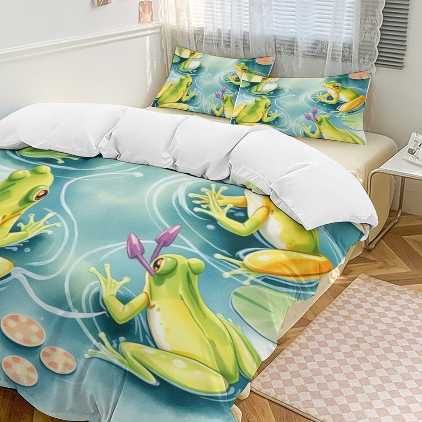 Bedding Set for Boys Women Men Modern Frog in The Pond Polyester