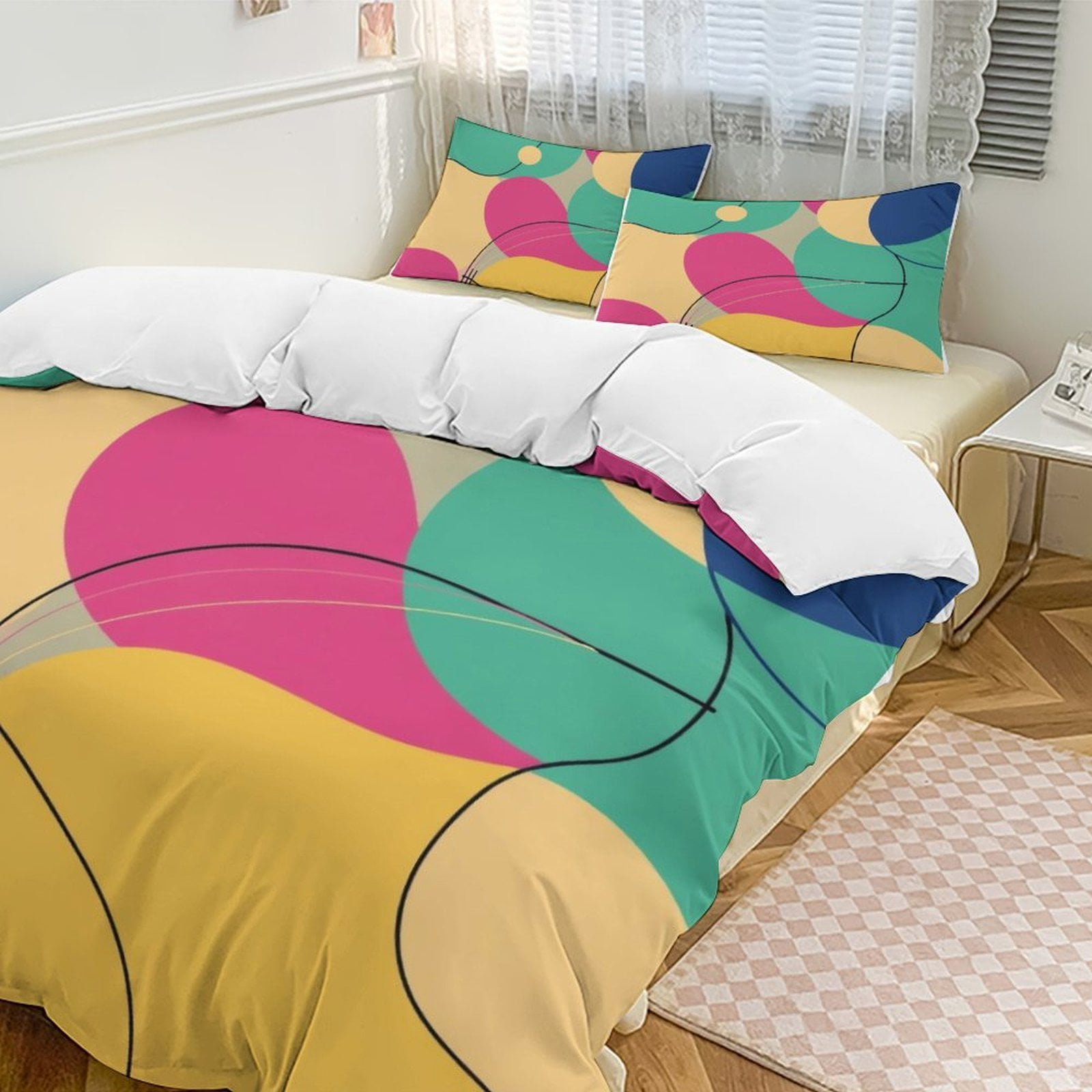 Bedding Set for Women Men Modern Abstract Colorful Shapes Polyester