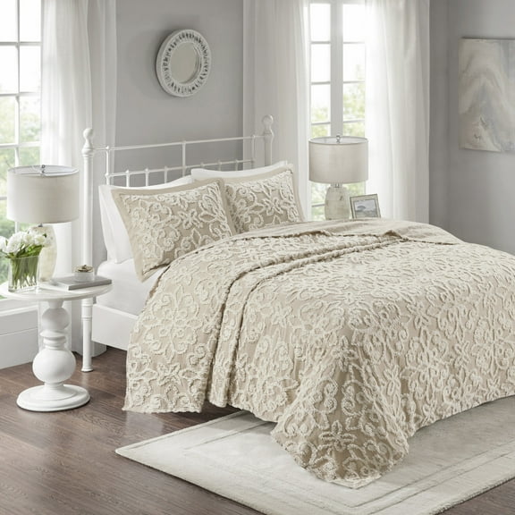 Bedding Sets 3 piece Tufted Cotton bedspread set Taupe King/Cal King,Bed Sets