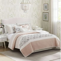 Bedding Sets 6 Piece Cotton Percale Quilt Set with Throw Pillows Blush King/Cal King,Bed Sets