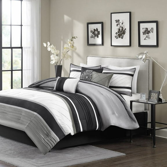 Bedding Sets, 7 Piece Comforter Set Grey Cal King, Bed Sets, Comforter Sets,