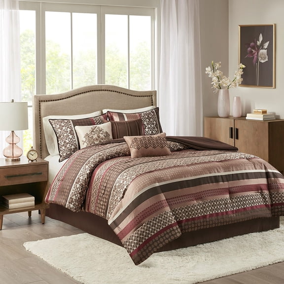 Bedding Sets, 7 Piece Comforter Set Red Cal King, Bed Sets, Comforter Sets,