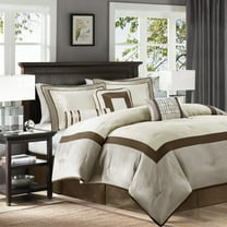 90" Grey Queen Comforter Set - 7-Piece Damask Printed Cotton Bedding