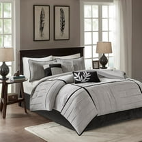 Bedding Sets, 7 Piece Faux Suede Comforter Set Grey Queen, Bed Sets, Comforter Sets,