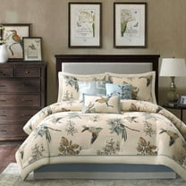 Bedding Sets 7 Piece Printed Cotton Twill Comforter Set Khaki King,Bed Sets